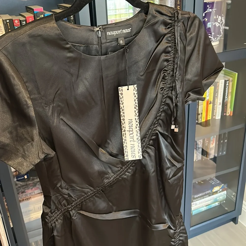 NWT Newport News shiny black dress - Picture 2 of 6
